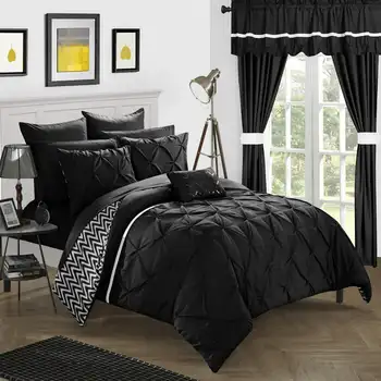Комплект одеяла Potterville из 20 предметов с реверсивными рюшами, Queen, Черный 1