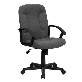 Кресло для руководителей из серой ткани Garver со средней спинкой, вращающееся с нейлоновыми подлокотниками 1