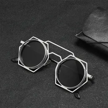 Круглые Солнцезащитные очки в стиле Стимпанк, Модные панк-Металлические Солнцезащитные очки Специальной формы в стиле Рэп Хип-Хоп с защитой от UV400