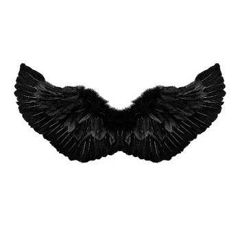 Крылья Ангела для взрослых, роскошные крылья из перьев с эластичными ремешками, Аксессуар для костюма Хэллоуина для мужчин и женщин 1