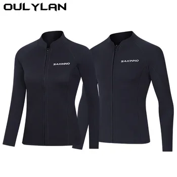 Куртка для гидрокостюма Oulylan, 2 мм, 3 мм, топы для дайвинга на молнии спереди, для женщин, мужчин, для серфинга, подводного плавания, зимний купальный костюм, сохраняющий тепло 1