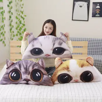 Милый Кот с большими Глазами, Детская Подушка для кровати, Большая подушка для спинки кровати, мягкая подушка, плюшевые игрушки