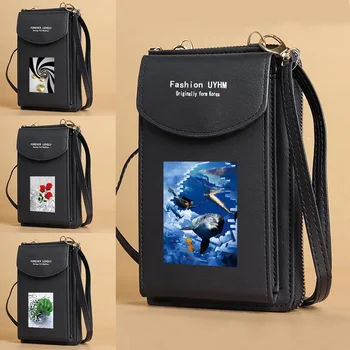 Модная сумка для мобильного телефона, женская сумка-мессенджер из искусственной кожи, Клатч с 3D Рисунком, сумка для мобильного телефона, кошелек, футляр для карт, кошелек