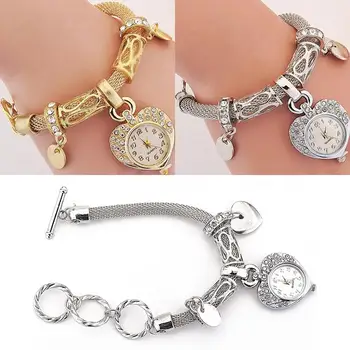 Модные женские часы-браслет с сердечком, аналоговые кварцевые наручные часы, женские часы под платье, подарок класса люкс 1