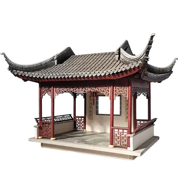 набор моделей древней китайской архитектуры в масштабе 1/25, врезная конструкция, лунный павильон, сад Сучжоу, набор деревянных моделей