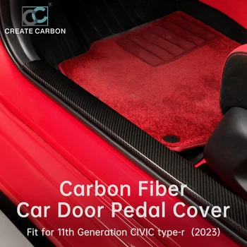 Накладка на Педаль Двери Автомобиля из Углеродного Волокна, Подходящая для 11-го поколения Civic Type R FL5 Typer, Накладка На Порог, Накладка на Полосу Дверных Панелей 1
