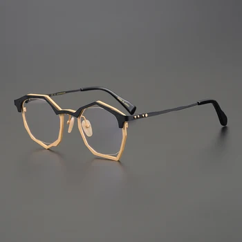 Неправильной формы мужские очки в оправе, Японская дизайнерская титановая оправа в стиле панк, женские оптические очки для чтения при близорукости по рецепту