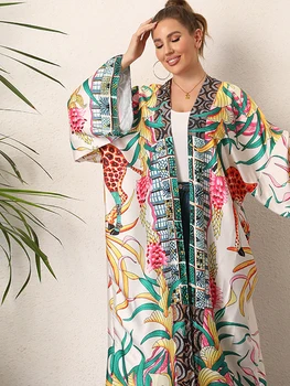 Новая модная женская блузка, солнцезащитный кардиган с принтом, Шаль, Пляжное Повседневное Свободное Бикини, Женская пляжная одежда с длинными рукавами