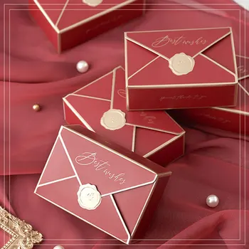 Новая Простая креативная Бронзовая подарочная коробка, упаковка в форме конверта, Свадебные пакеты для конфет, Косметическая упаковочная коробка для Вечеринки по случаю Дня рождения