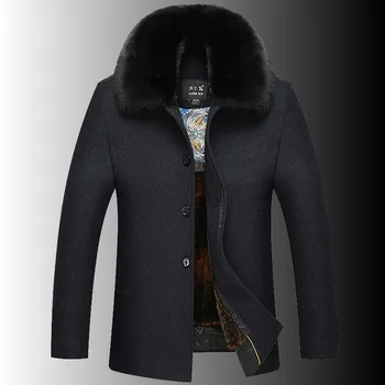 Осенне-зимнее новое темно-синее двубортное шерстяное пальто с лацканами в стиле милитари, тонкое шерстяное пальто низкая цена - Пальто и куртки ~ Anechka-nya.ru 11