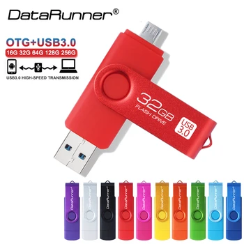 Новый USB 3,0 DataRunner OTG USB Флэш-накопитель для Телефона/планшета/ПК Android 16 ГБ 32 ГБ 64 ГБ 128 ГБ 256 ГБ Флешка USB Memory Stick 1