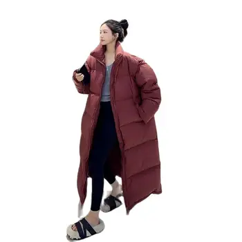 Осень-зима 2023, Новая пуховая куртка с хлопковой подкладкой, длинное женское пальто выше колена, Свободное утолщенное студенческое пальто в стиле Джокер 1