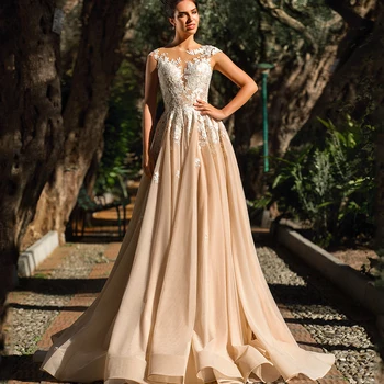 Кружевное Свадебное платье MACDOUGAL с Иллюзионным Шлейфом, Облегающее платье-клеш с V-образным вырезом 