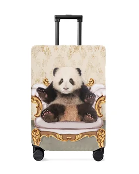 Панда, сидящая на диване, Ретро Дорожный чехол для багажа, Эластичный чехол для багажа, чехол для чемодана, Пылезащитный чехол, Аксессуары для путешествий