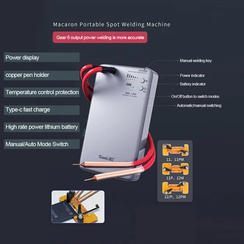 Портативный аппарат точечной сварки Macaron для iPhone серии 11/12, инструмент для ремонта гибкой пайки аккумулятора, Автоматический/ручной 1