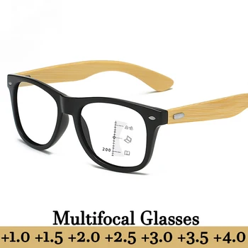 Прогрессивные мультифокальные очки для чтения для женщин и мужчин, Роскошные очки на деревянных ножках, очки для дальнозоркости ближнего и дальнего действия Двойного назначения