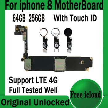 Протестированная Хорошая Учетная запись No ID Для iPhone 8 Оригинальная Материнская плата Разблокировки С/Без Touch ID Материнская плата 64 ГБ/ 256 ГБ с полным набором чипов