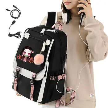 Рюкзак DemonSlayer, Японский Аниме-Рюкзак, Школьная сумка Для Девочек С USB-Портом Для зарядки, Рюкзак Для Ноутбука, Рюкзак Большой Емкости 1