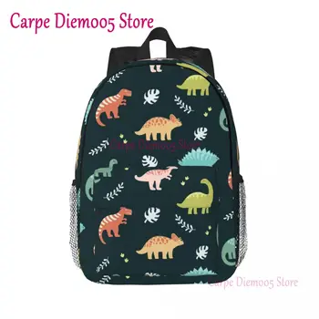 Рюкзак с динозаврами и листьями для женщин и мужчин, водонепроницаемая школьная сумка для колледжа, сумка для книг с принтом
