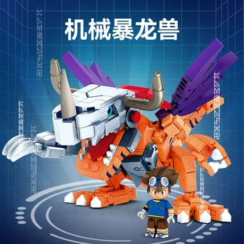 Серия SEMBO Digimon Metal War Greymon Were Garurumon Сценарная модель Строительные блоки Мальчик Кирпичная игрушка Детский подарок