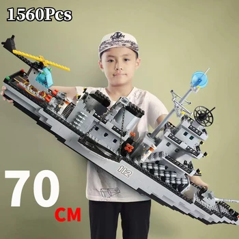 Совместимость с Lego 1560 шт. Военный Корабль строительные блоки Самолет Крейсер Самолет Грузовик Лодка Набор кирпичей игрушки подарок для детей 1