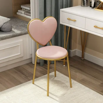 Современный простой стул для макияжа, Легкий Роскошный табурет для ухода за лошадьми, Сетчатый Красный Стул для спальни Ins Nordic Household Furniture Love Back Nail Chair 1