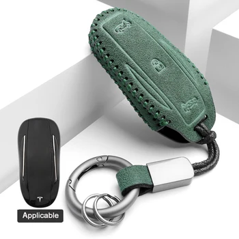 Специальный чехол для ключей от автомобиля из Алькантары, защитный чехол, NFC-карта для ключей, крыльцо для Tesla Модель 3, модель X, Модель S, модель Y 1