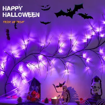 Украшение для Хэллоуина из Ротанга, имитирующее светодиодную ветку паука, Призрачная лампа, Макет атмосферы, Аксессуары для дистанционного управления Фестивалем S H1O7 1