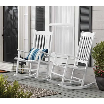 Уличное деревянное кресло-качалка для крыльца, белый цвет, Атмосферостойкое наружное портативное складное кресло 1