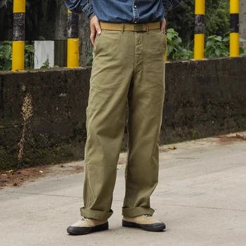 Универсальные брюки Bronson M-41 из саржи в елочку, винтажные рабочие брюки прямого кроя 1