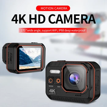 Экшн-камера 2023 4K Ultra HD 60 кадров в секунду 170 ° Широкоугольная Экшн-камера для спорта на открытом воздухе Водонепроницаемая сетевая камера наблюдения