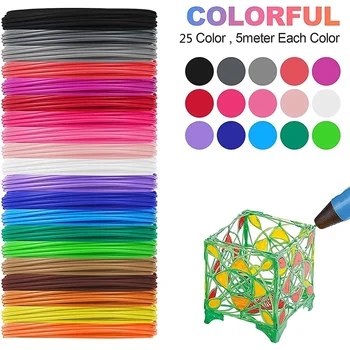 25 Цветов Нити для Заправки 3D-ручки PLA, премиум-нить 1,75 мм для 3D-принтера/3D Ручки, каждый цвет 16 Футов 2