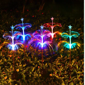 6 шт. Рождественские солнечные фонари с питанием от внешнего источника ландшафтный декор Водонепроницаемые красочные волоконно-оптические медузы, вставленные в землю газонные лампы 2