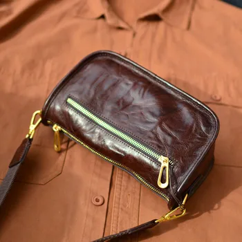 AETOO Кожаная мужская сумка через плечо, мужская ретро сумка через плечо, повседневная мужская сумка, большая вместительная сумка-мессенджер, портативное все 2