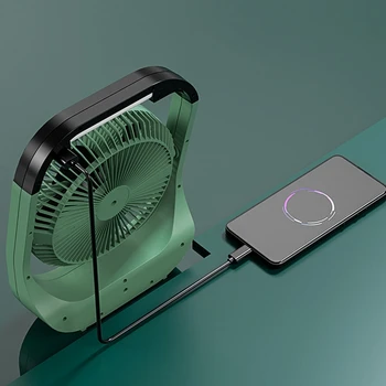 USB Настольный вентилятор, 10000 мАч, вентилятор с батарейным питанием, 4 скорости, Настольный вентилятор, 8-дюймовый Вентилятор для кемпинга, вращение на 180 °, светодиодная подсветка 2