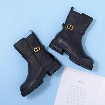 Vallu/новинка зимы 2021, кожаные бархатные повседневные теплые универсальные короткие ботинки с пряжкой высокого класса 2