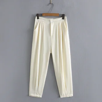 XL-4XL Женские брюки с высокой талией, Большие Размеры, Свободные брюки для женщин, Зеленые Брюки, Белые черные шаровары 2