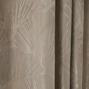 Бархатные высококачественные жаккардовые легкие шторы из гинкго Билоба, американский современный Новый китайский полузатеняющий для гостиной и кабинета 2