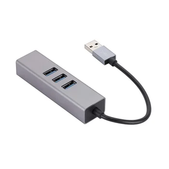 Гигабитная сетевая карта USB из алюминиевого сплава, 3 порта 3,0, концентратор USB для RJ45, гигабитная сетевая карта, Ethernet-адаптер 2