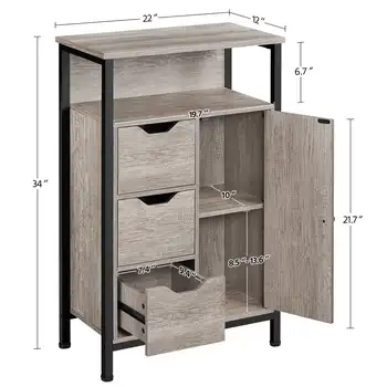 Деревянный напольный шкаф для хранения с полками и 3 ящиками для гостиной, прихожей, кухни 2