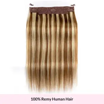 Заколка для наращивания человеческих волос Каштановая блондинка Прямая цельная заколка для наращивания человеческих волос Remy с регулируемой проволокой 2
