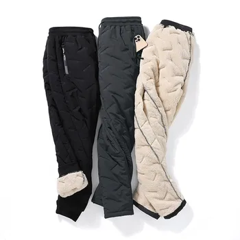 Зимние Мужские теплые утепленные спортивные брюки из овечьей шерсти, модные Джоггеры для бега, Непромокаемые повседневные брюки, мужские брендовые брюки из флиса больших размеров 2
