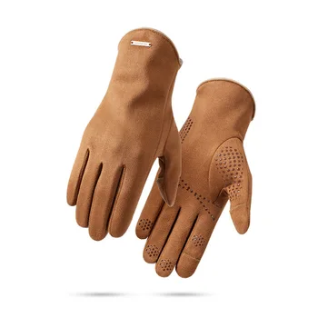 Зимние теплые перчатки, мужские перчатки с сенсорным экраном без пальцев, ветрозащитные и холодостойкие, для верховой езды, плюс бархатные утолщенные замшевые перчатки 2