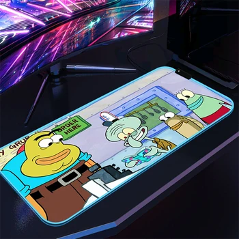 Коврик Для мыши S-Spongebobs Xxl Игровой Коврик Для Мыши С Подсветкой Rgb Led Pc Gamer Аксессуары Защита Стола Коврик Для Клавиатуры Большой Аниме Расширенный 2