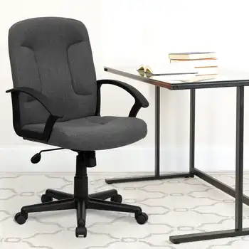 Кресло для руководителей из серой ткани Garver со средней спинкой, вращающееся с нейлоновыми подлокотниками 2