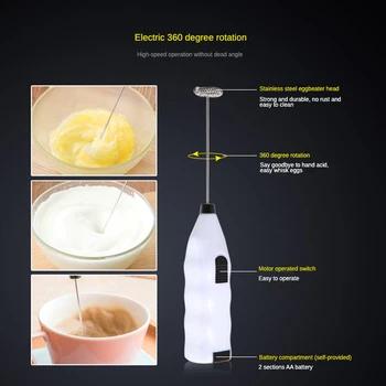 Мини-электрический вспениватель молока, полностью автоматический миксер, палочка для взбивания кофе, взбиватель яиц, взбиватель сливок 2