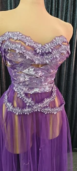 модное фиолетовое платье со стразами, блестки crystasexy, прозрачная сетка без бретелек, клубный день рождения, свадебные костюмы трансвеститов 2