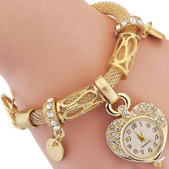 Модные женские часы-браслет с сердечком, аналоговые кварцевые наручные часы, женские часы под платье, подарок класса люкс 2