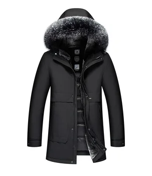 Мужская куртка на 90% белом гусином пуху средней длины 2023, зимние куртки, теплые Утолщенные пальто, Мужское пальто с капюшоном и воротником из лисьего меха 2