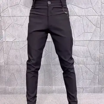 Мужские брюки Осенне-зимние Модные Узкие брюки с перекрещенными штанинами, мужские Черные молодежные повседневные брюки в Британском стиле, мужские костюмные брюки A20 2